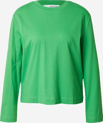 T-shirt 'Essential' SELECTED en vert : devant