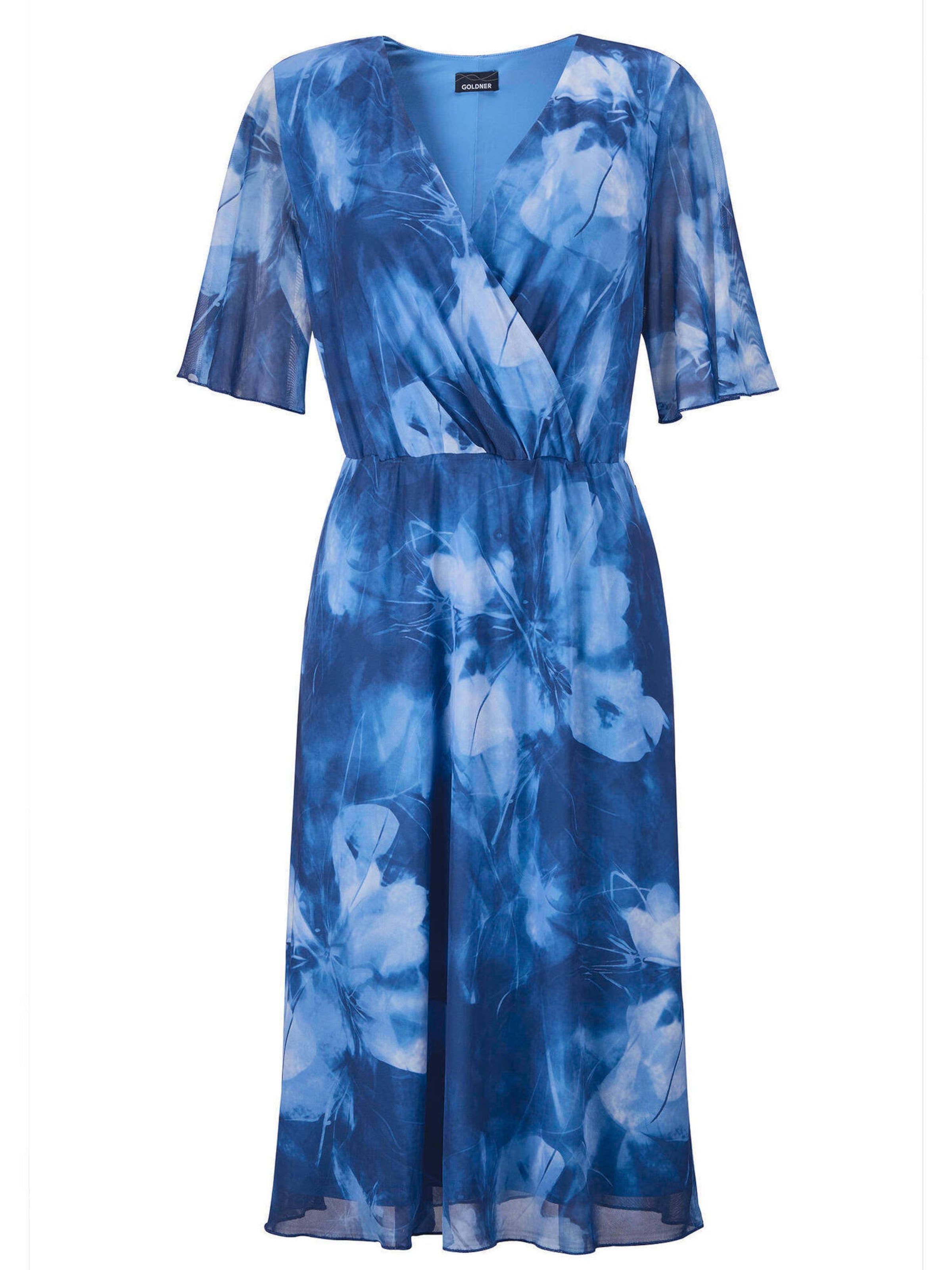 Goldner Sommerkleid in Blau: Vorderseite