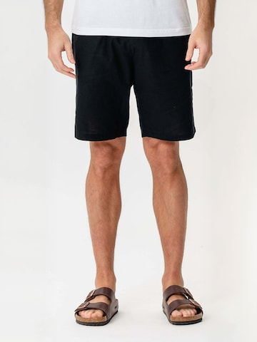 Regular Pantalon ' Linen Blend ' TEESHOPPEN en noir : devant