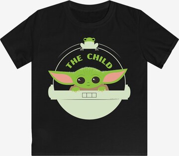 F4NT4STIC T-Shirt 'Star Wars The Mandalorian Baby Yoda Frosch' in Schwarz: predná strana