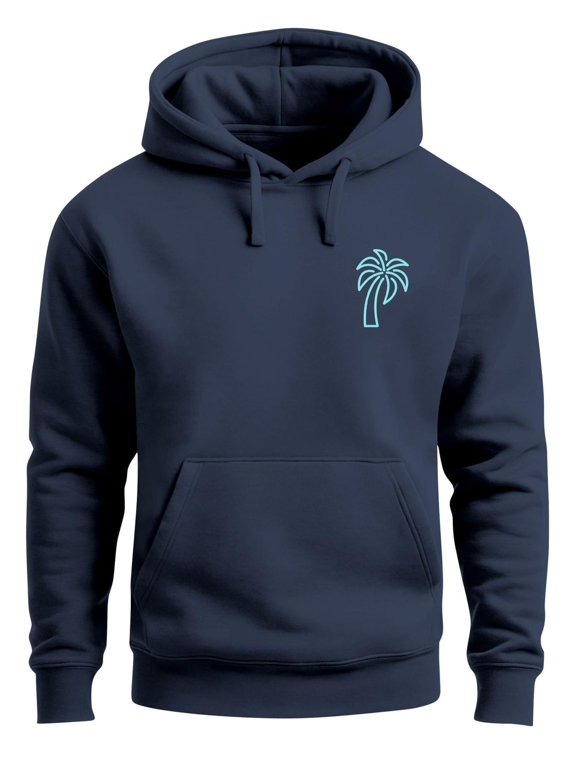 Neverless Sweatshirt 'Palm Lineart Logo' in Blue: front
