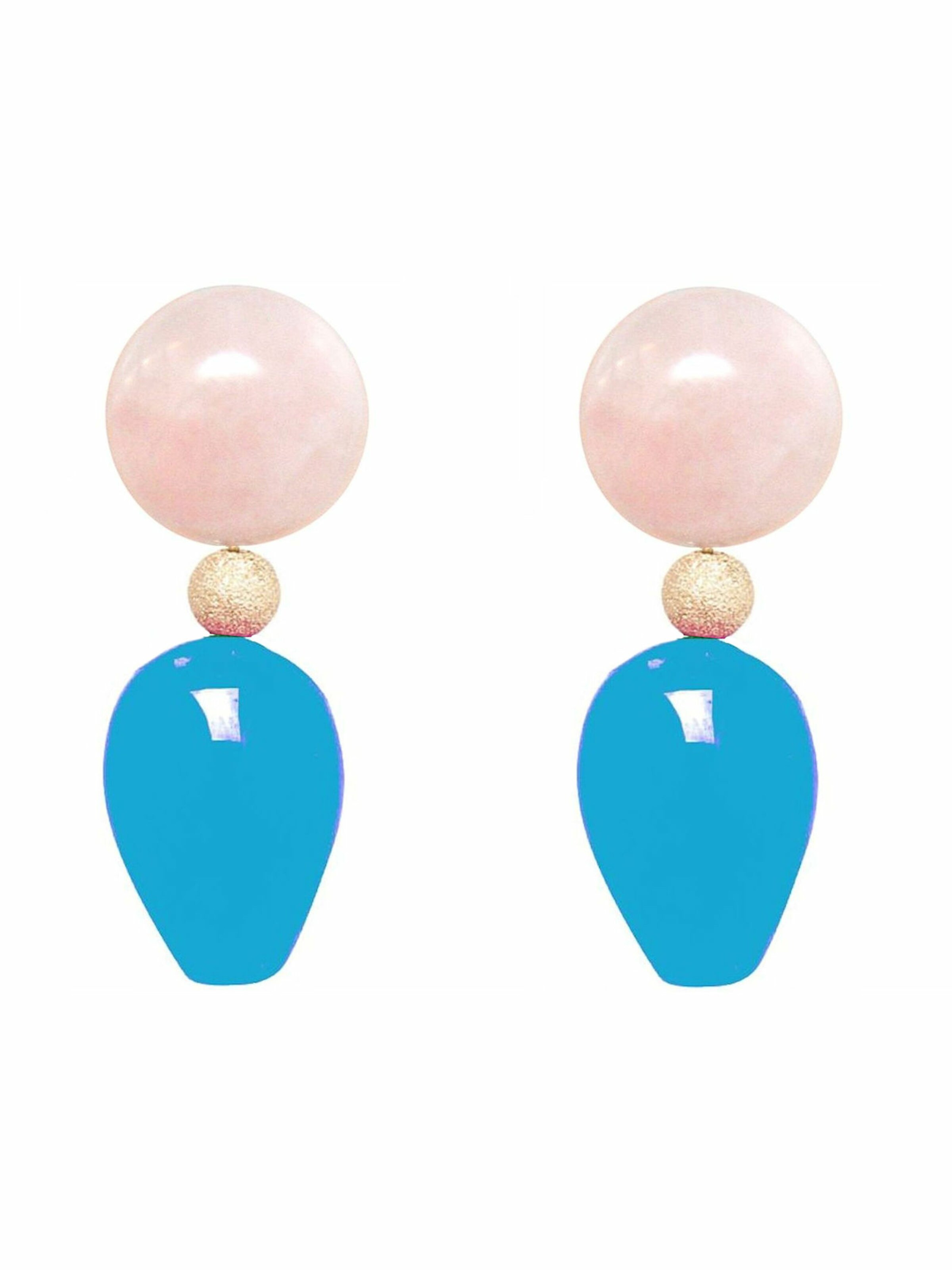 Gemshine Ohrringe 'Rose Blue Drop' in Blau: Vorderseite
