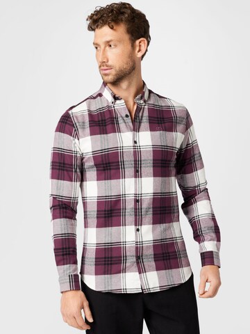 River Island Slim fit Button Up Shirt in Purple: front