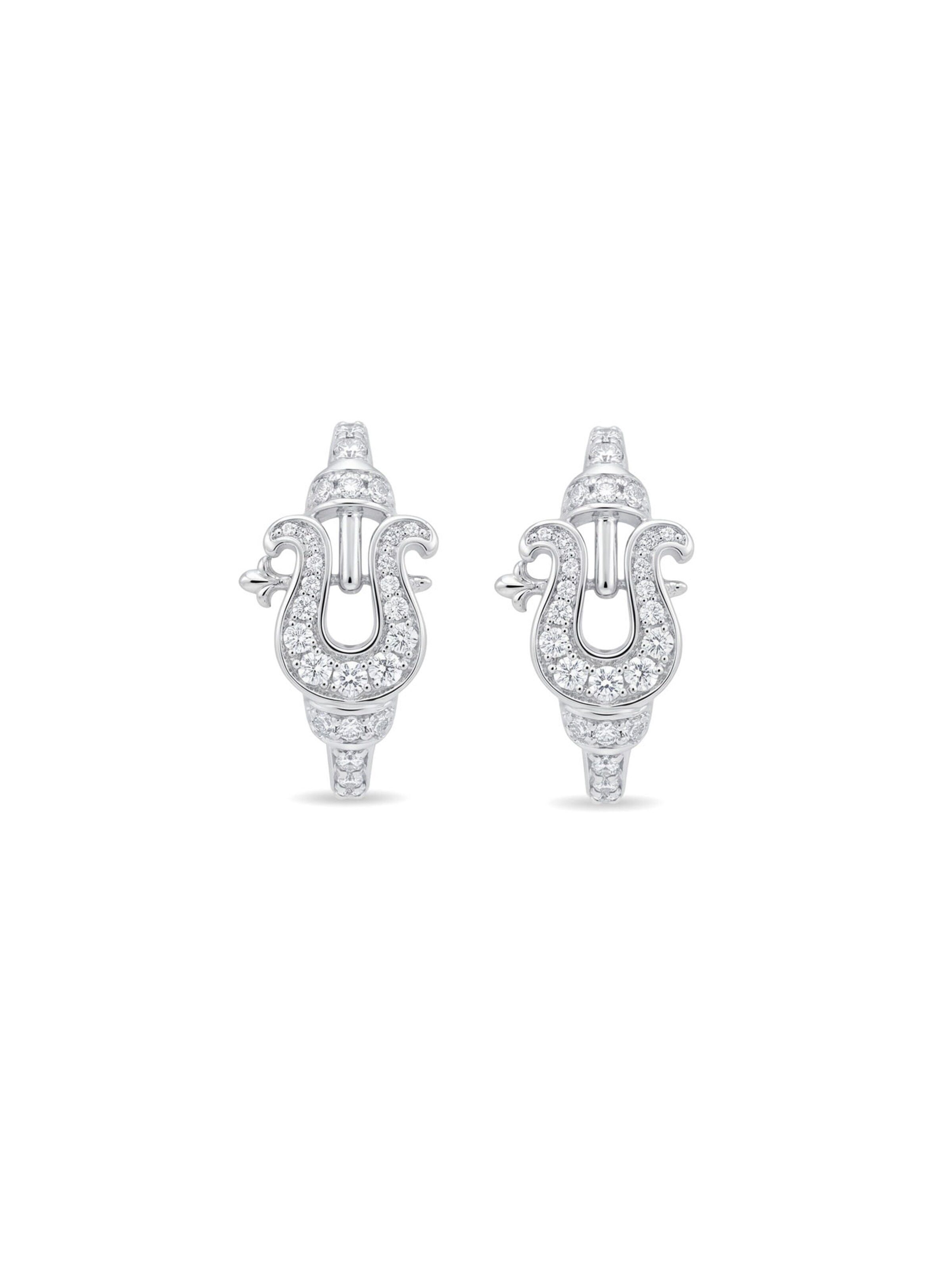 Nemomatheo Earrings 'Golden Buckle – Creolen mit Zirkonia – Silber' in Silver: front