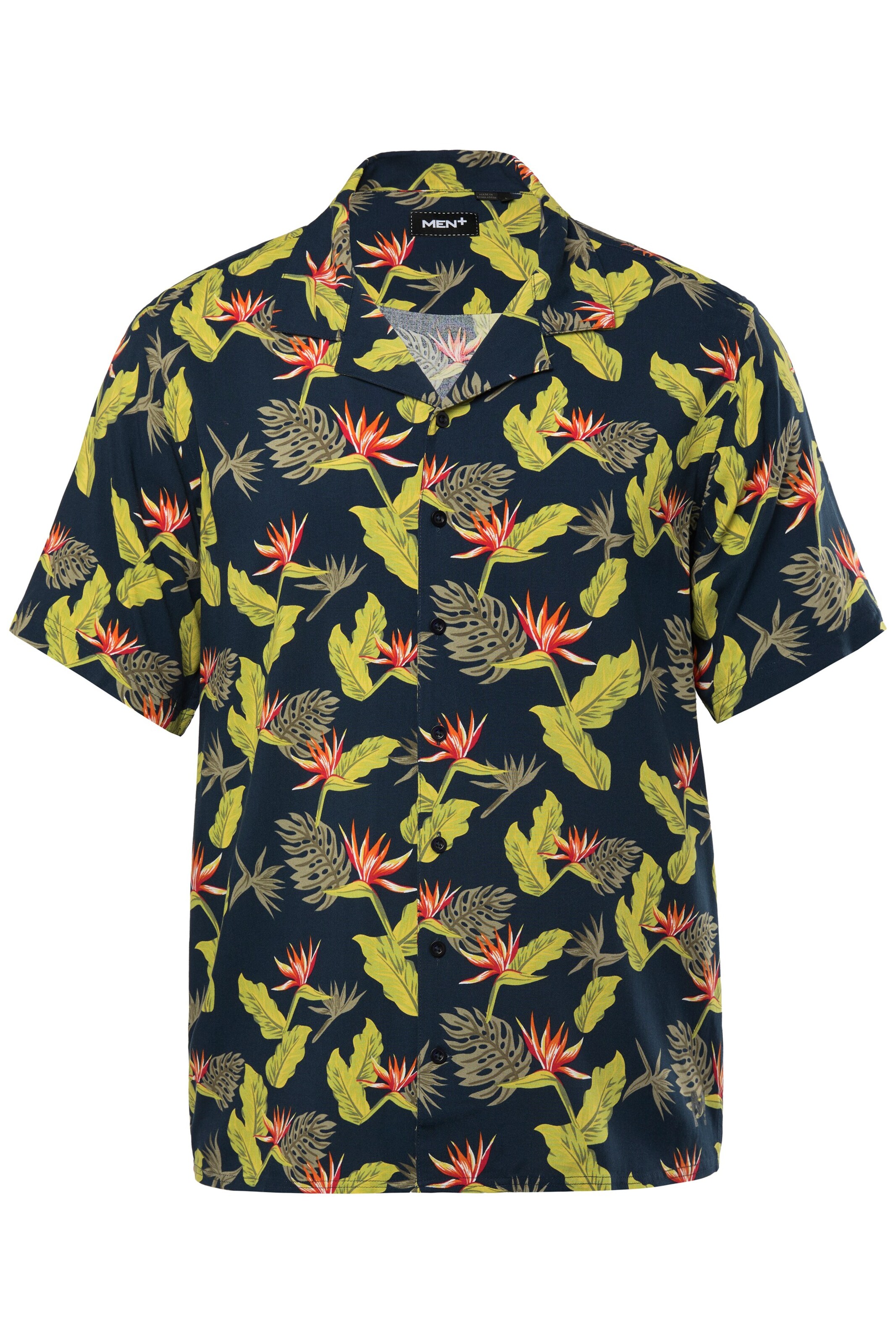 Men Plus Regular fit Button Up Shirt in Blue: front