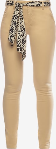 Le Temps Des Cerises Regular Chino 'DYLI' in Bruin: voorkant