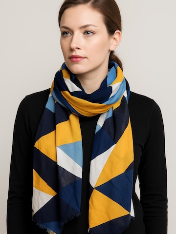 COLLEZIONE ALESSANDRO Schal 'Geo' in Blau: Vorderseite