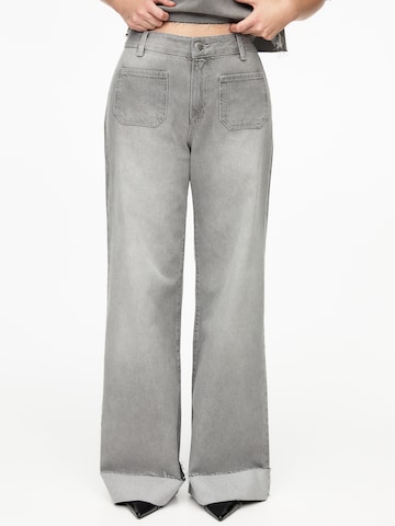 Wide Leg Jean Pull&Bear en gris : devant