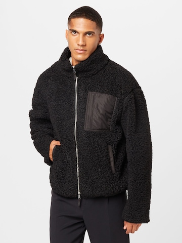 ABOUT YOU Fleece Jacket 'Ibrahim' in Black: front