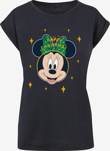 ABSOLUTE CULT Shirt 'Minnie Mouse - Happy Christmas' in Blauw: voorkant