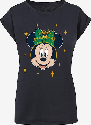 ABSOLUTE CULT T-shirt 'Minnie Mouse - Happy Christmas' en bleu marine / jaune d'or / vert / blanc, Vue avec produit