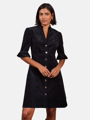 Robe-chemise love & roses en noir : devant