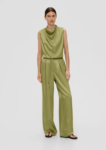 s.Oliver BLACK LABEL Wide leg Pleat-front trousers in Green