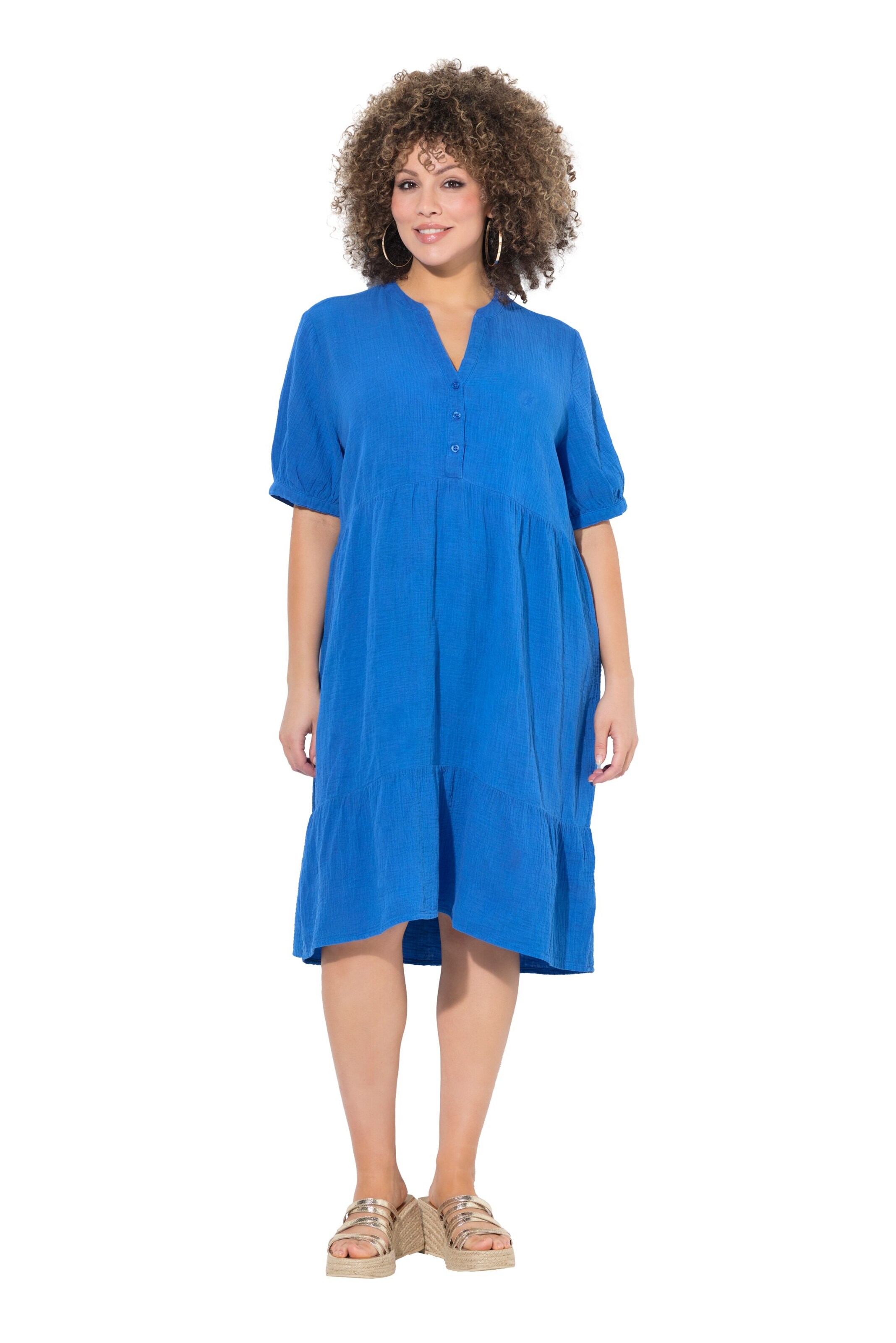 Ulla Popken - Vestidos camiseiros em azul: frente