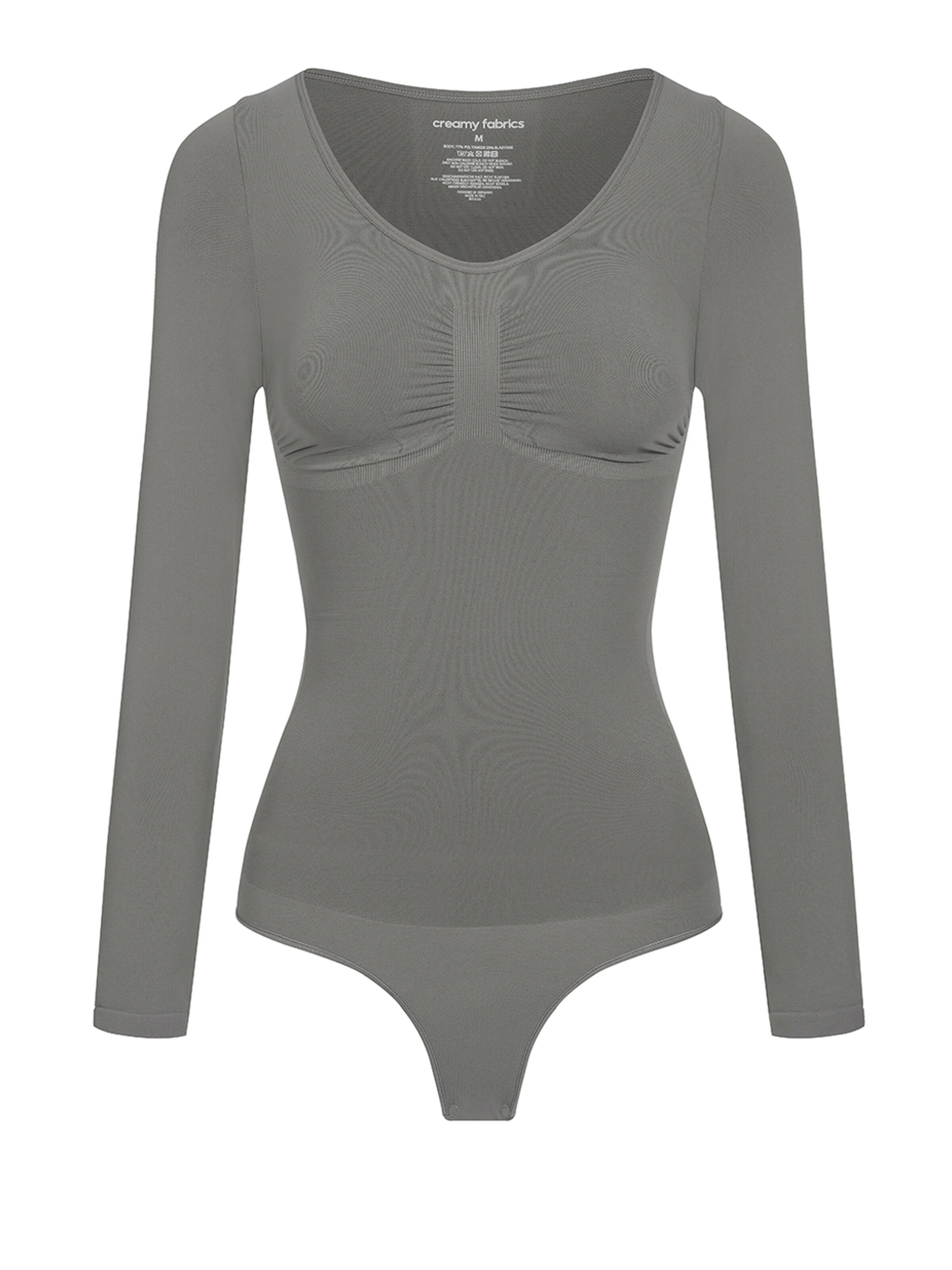 Body modelant 'Bodysuit Sculpting Shapewear Longsleeve mit String' cfab (formerly creamy fabrics) en gris : devant