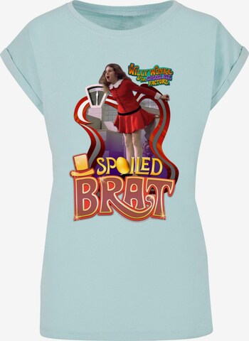ABSOLUTE CULT Shirt 'Willy Wonka And The Chocolate Factory - Spoiled Brat' in Blue: front