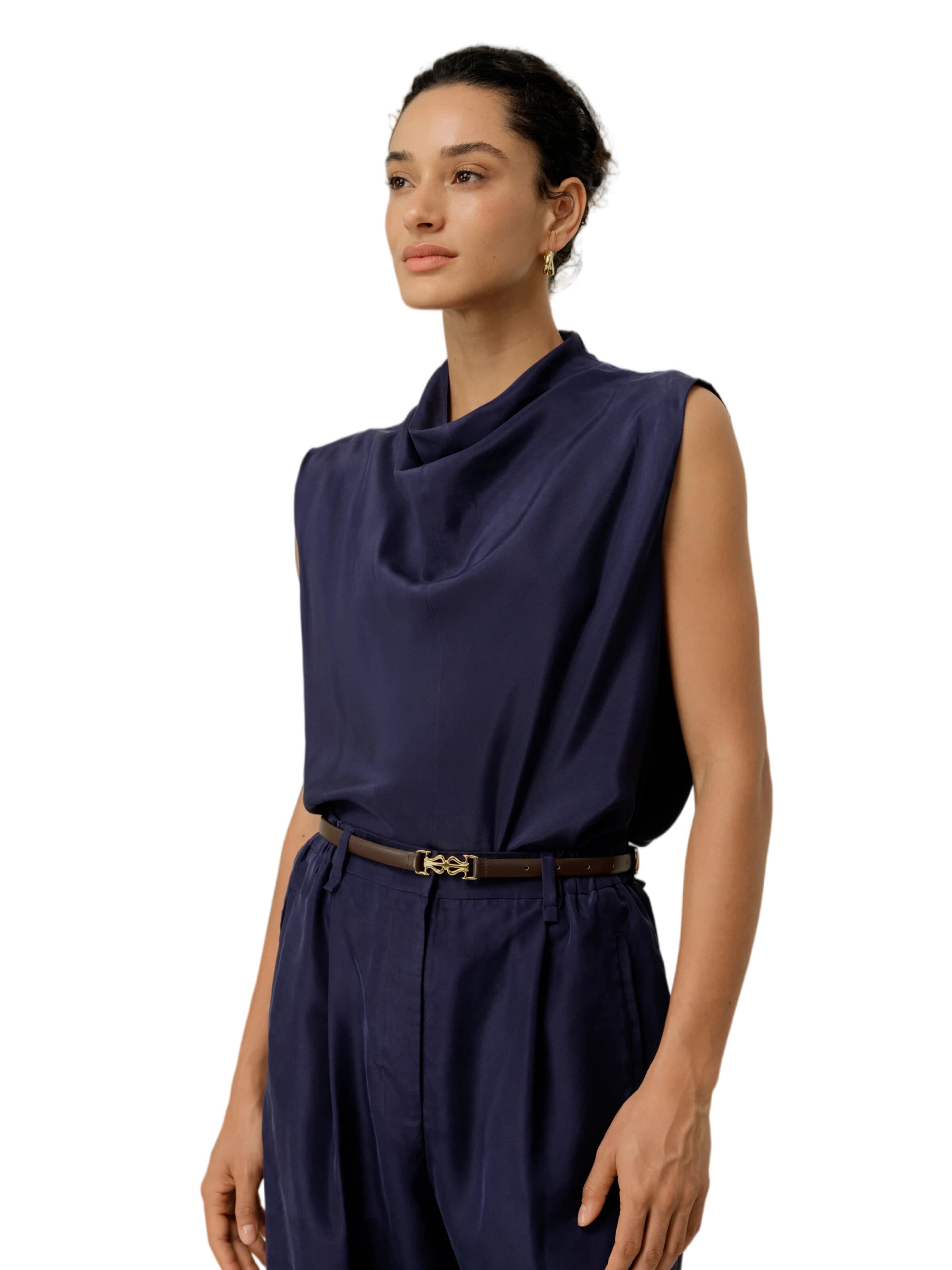 Lilysilk Blouse 'Ärmelloses Top aus leichter Seide-Habotai' in Blauw