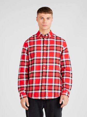 Tommy Jeans - Comfort Fit Camisa em vermelho: frente