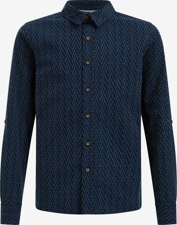 WE Fashion Slim fit Button up shirt in Blue: front