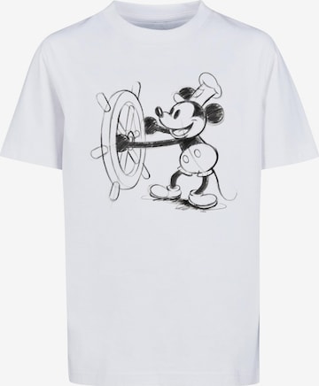 T-Shirt 'Mickey Mouse - Steamboat' ABSOLUTE CULT en blanc : devant