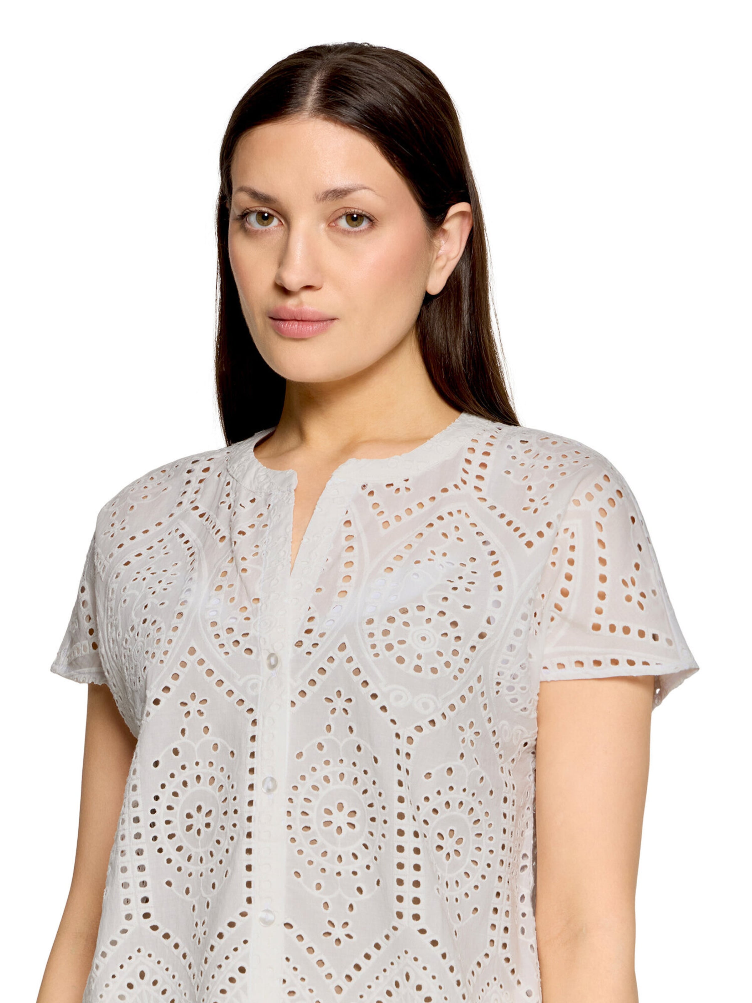 Betty & Co Hemdbluse mit Stickerei in Weiß