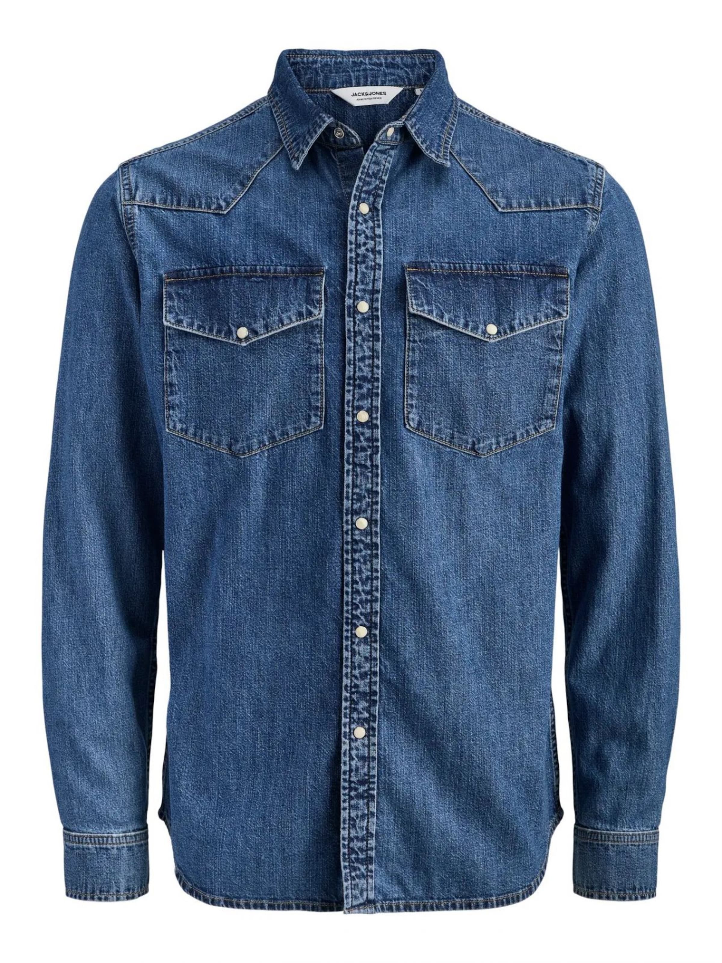 Jacks & Jones Regular fit Overhemd in Blauw: voorkant
