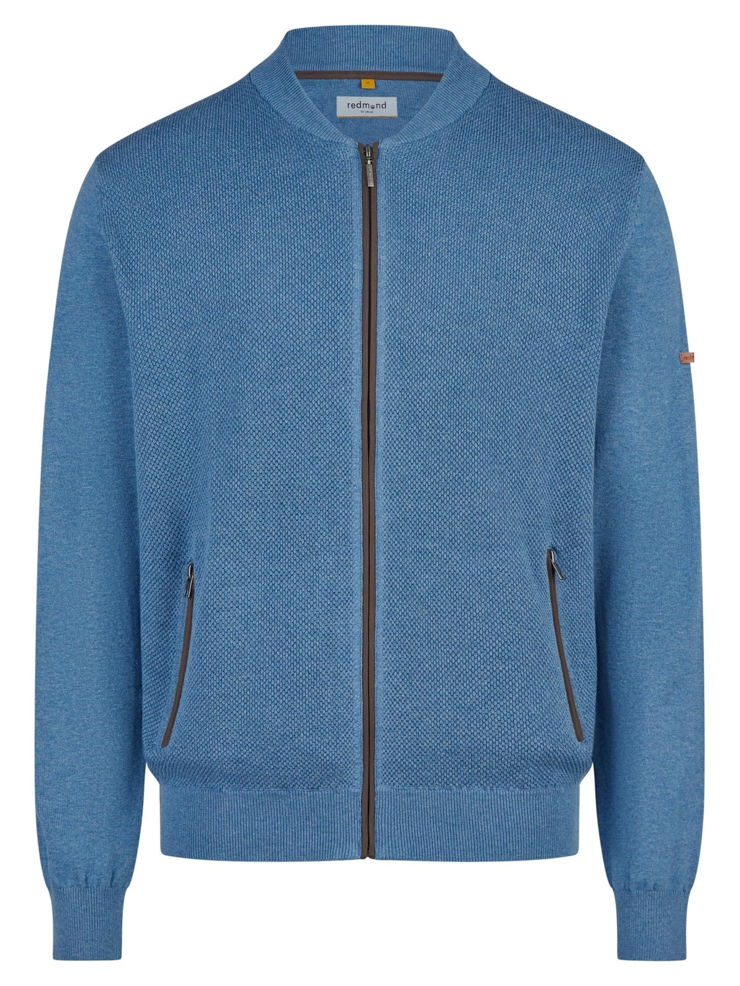 redmond Strickjacke 'Basic'‌‌‌‌‌‌‌‌‌‌ in Blau: Vorderseite