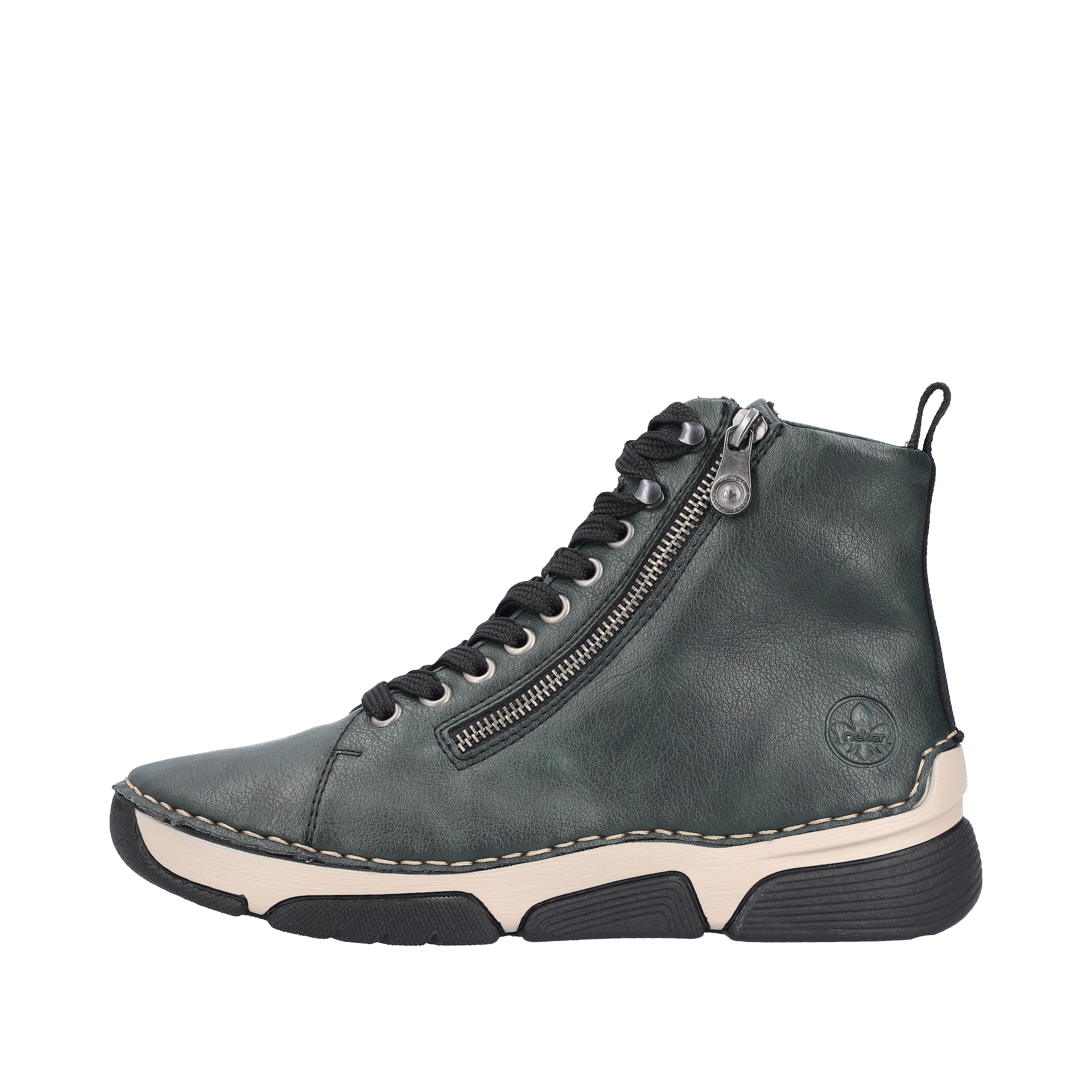Rieker Lace-Up Ankle Boots in Green: front