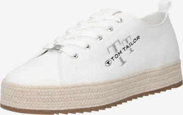 TOM TAILOR Athletic Lace-Up Shoes in White: front