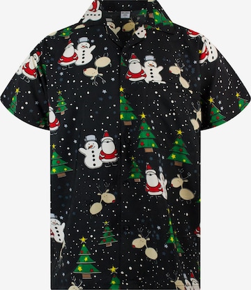 Camicia 'Christmas Buddies' di King Kameha in nero: frontale