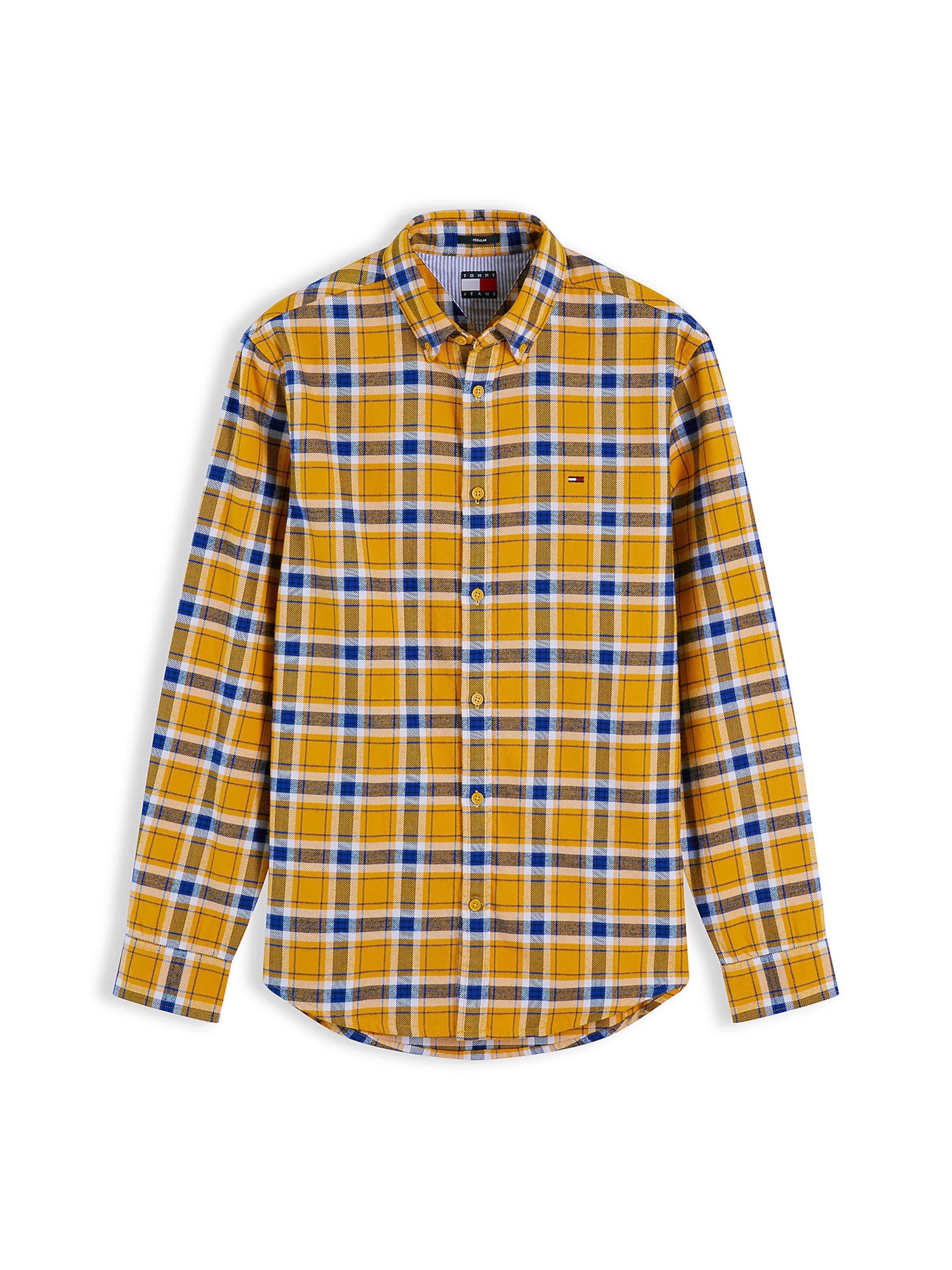 Tommy Jeans Regular fit Button Up Shirt in Yellow: front