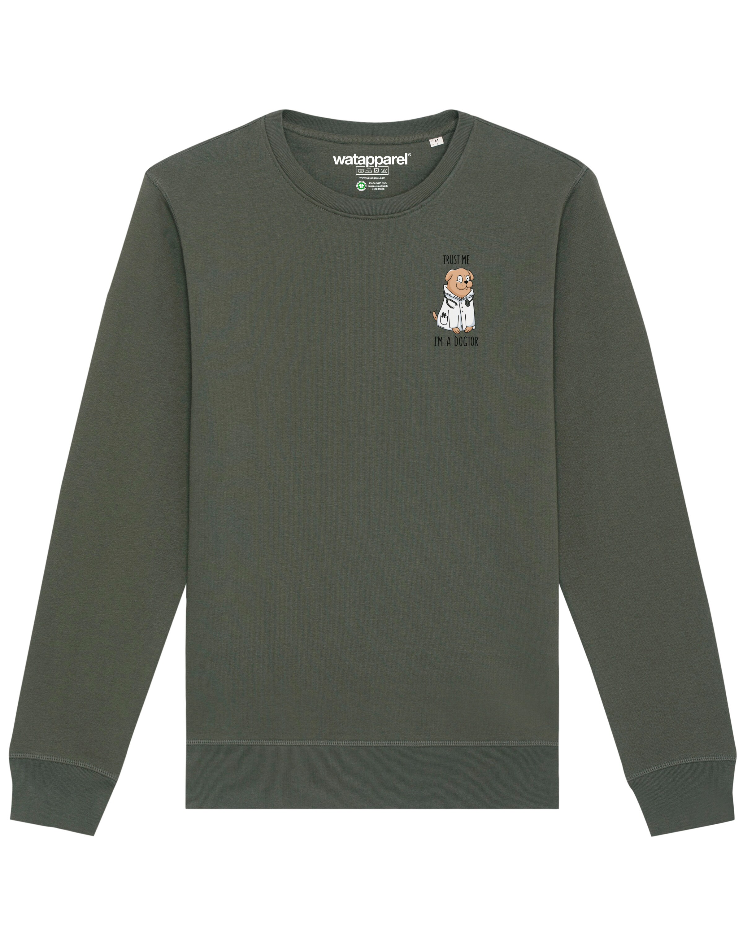 Watapparel Sweatshirt ' Dogtor ' in Grün: Vorderseite