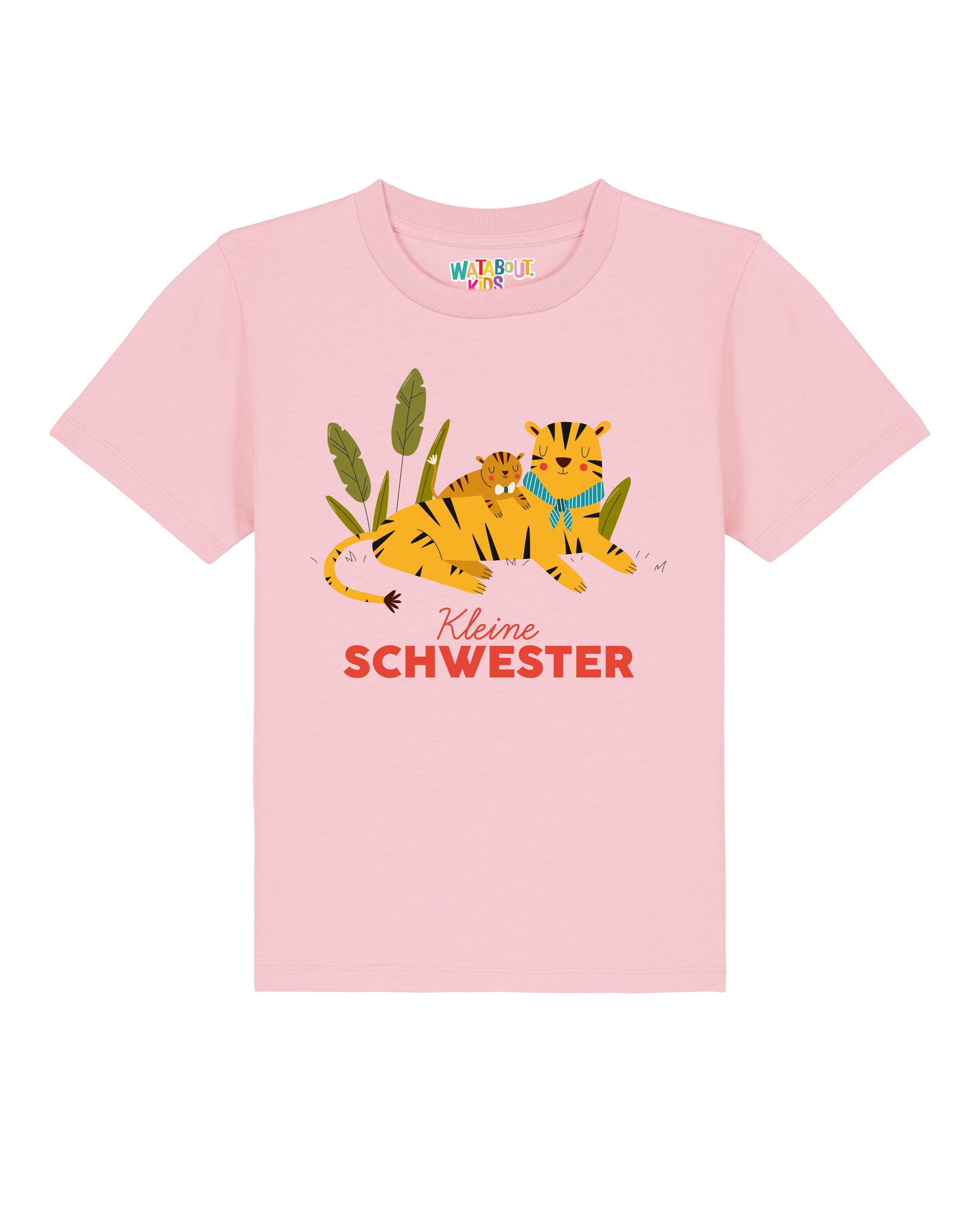 T-Shirt 'Tiger Kleine Schwester' watabout.kids en rose : devant