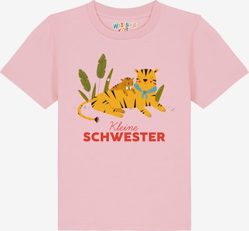 T-Shirt 'Tiger Kleine Schwester' watabout.kids en rose : devant