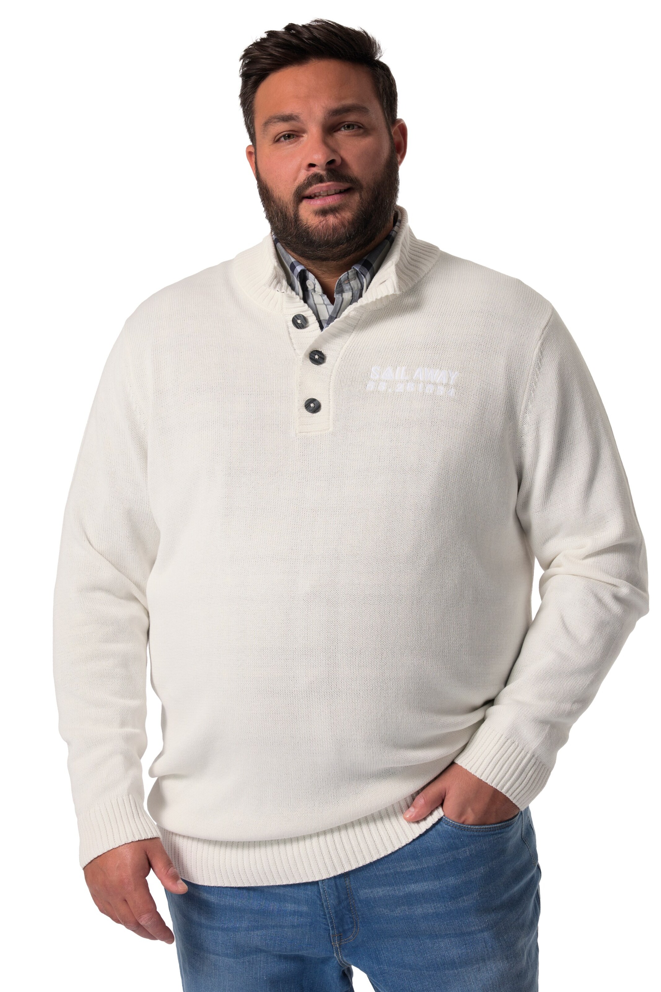 Men Plus Sweater in White: front