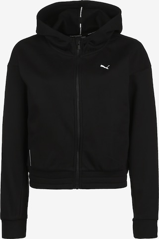 PUMA Athletic Zip-Up Hoodie in Black: front