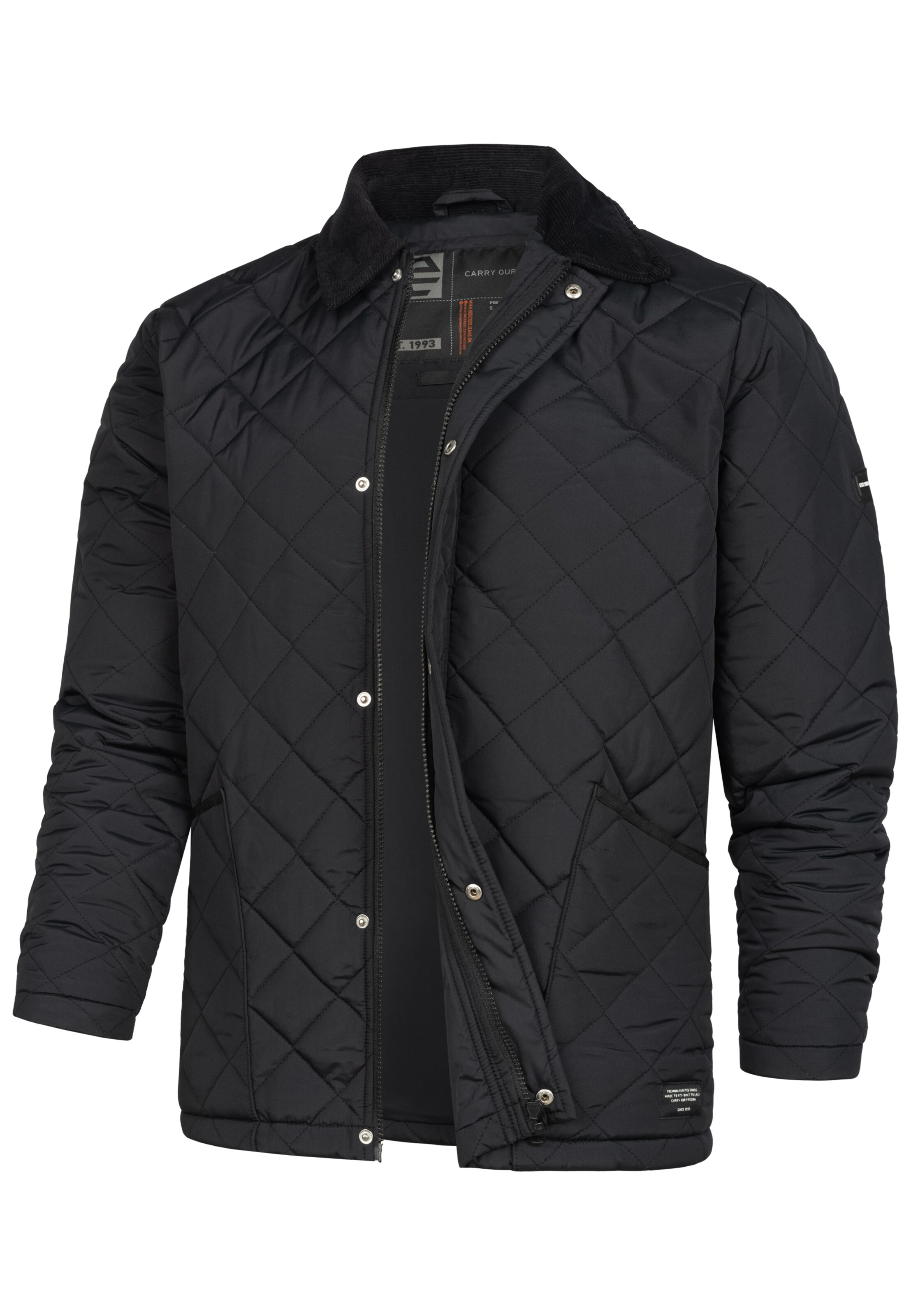 INDICODE JEANS Übergangsjacke 'Dram' in Schwarz: Vorderseite