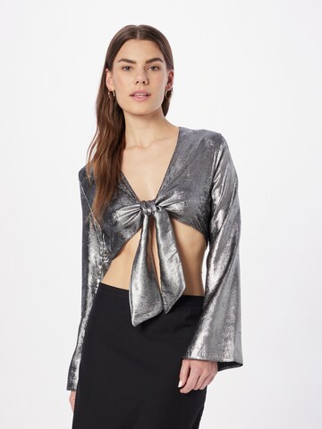 Nasty Gal Blouse in Zilver: voorkant