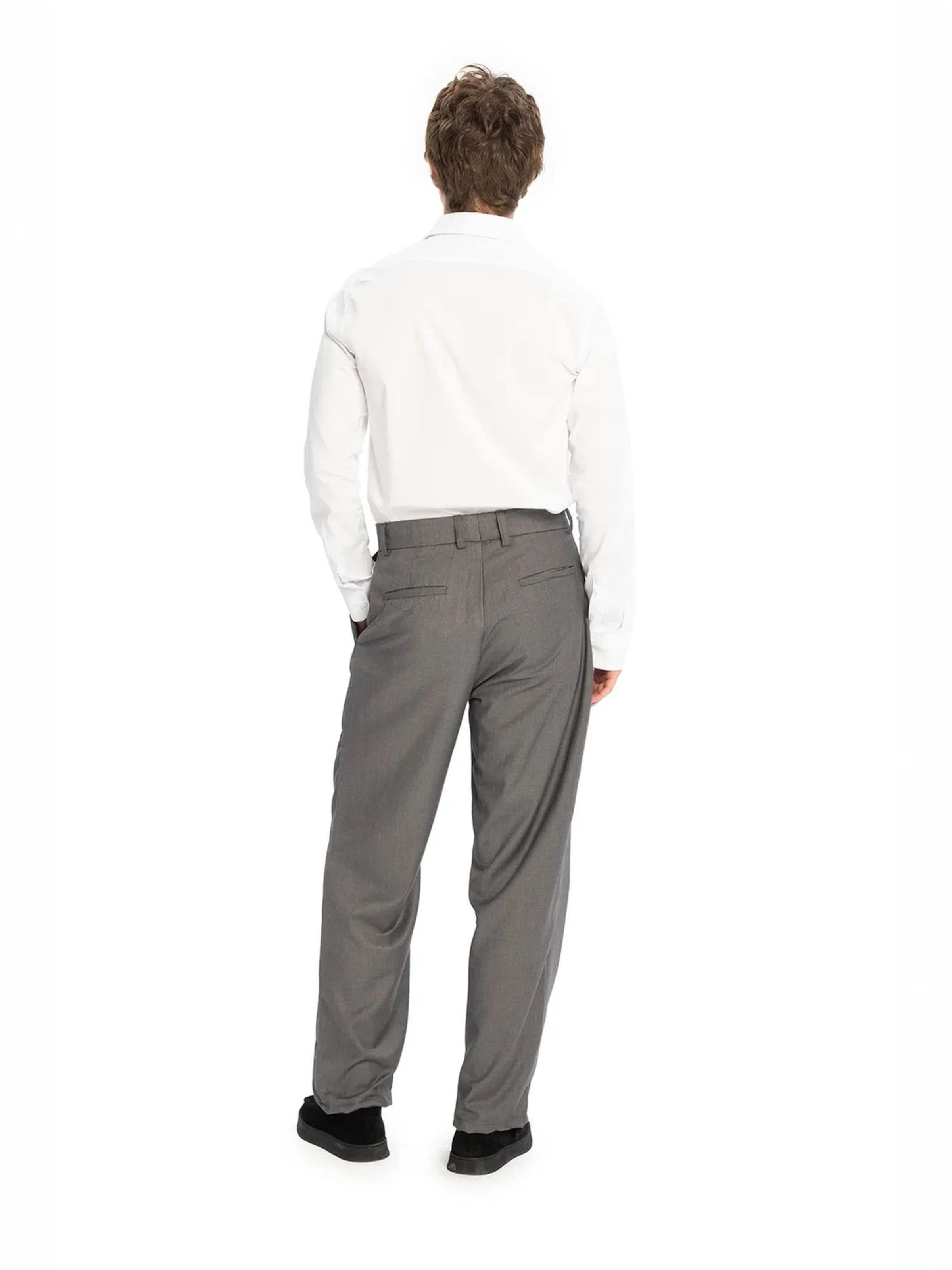 Giesto - Regular Calças com pregas em cinzento