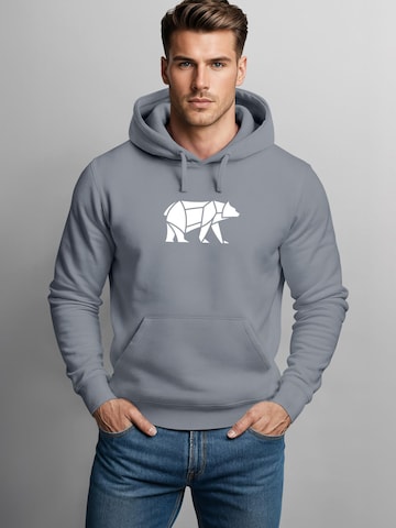 Neverless Sweatshirt 'Bär Lineart Polygon' in Grau