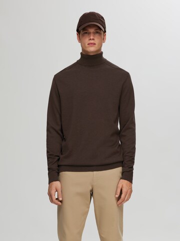SELECTED HOMME Regular Fit Pullover 'SLHBerg' in Braun: Vorderseite