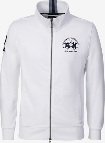 La Martina Sweatvest ' MCF300 ' in Wit: voorkant
