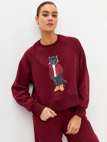 Cat e Lolette Sweatshirt 'Country Cat' in Rood: voorkant