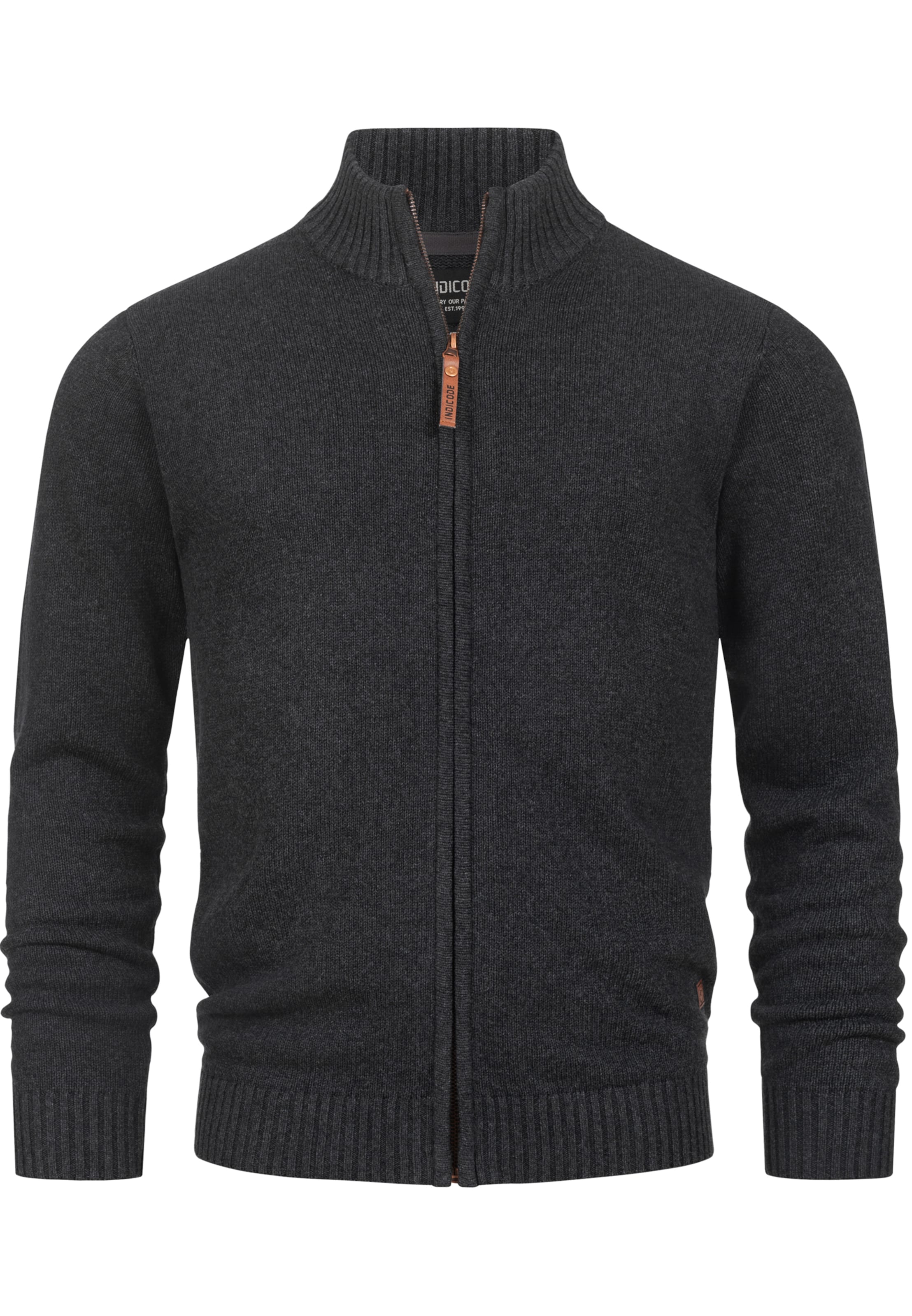 INDICODE JEANS Strickjacke 'Lut' in Grau: Vorderseite