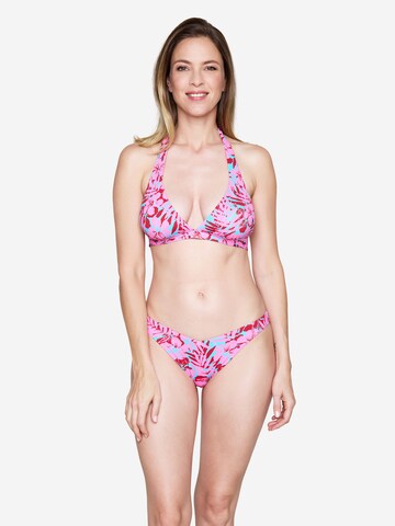 JOOP! Jeans Triangel Bügel-Bikini-Top ' Hibiskus ' in Pink: Vorderseite