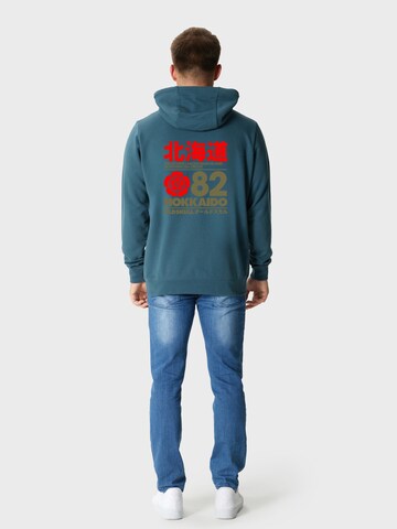 Oldskull Zip-Up Hoodie 'Japan Island' in Green: front