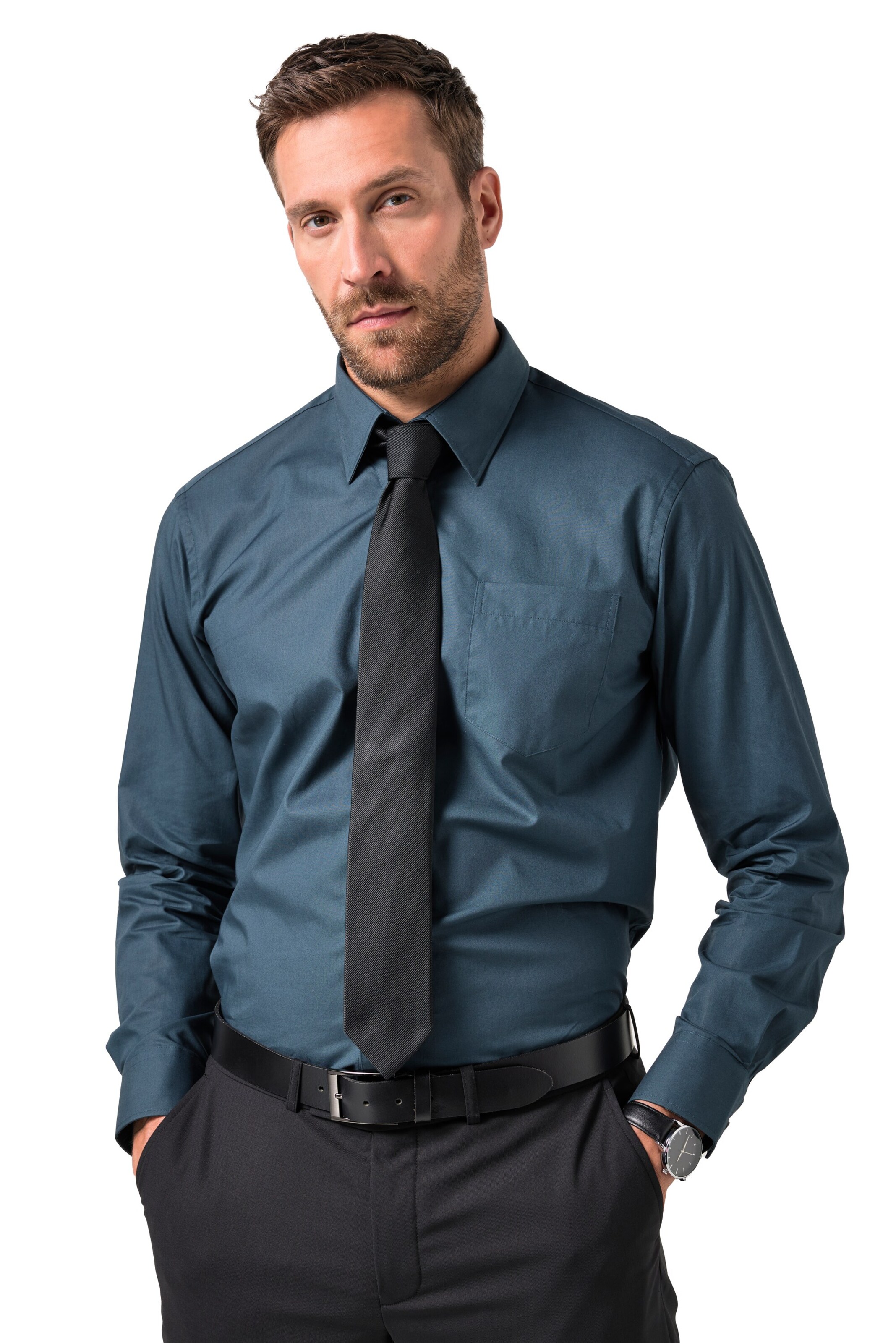 JP1880 Comfort fit Overhemd in Blauw: voorkant