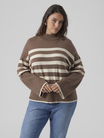 Vero Moda Curve Sweater 'HAPPINESS' in Beige: front