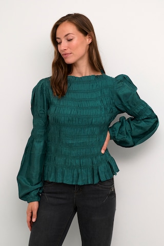 Cream Blouse 'Henva ' in Green: front