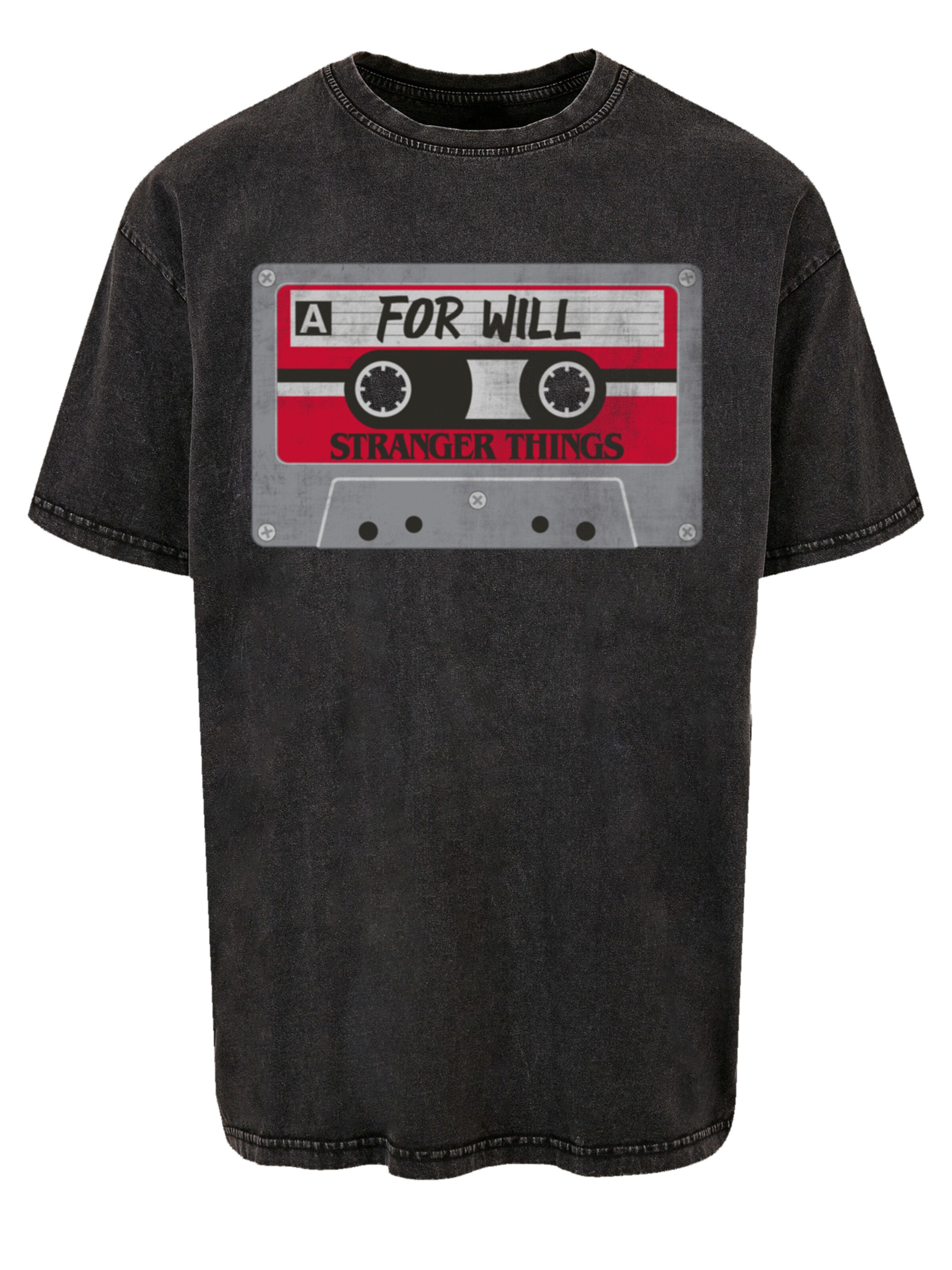 F4NT4STIC T-Shirt 'Stranger Things Cassette For Will Netflix TV Series' in Schwarz: Vorderseite